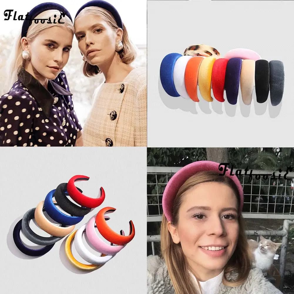 Flatfoosie Velvet Thick Headbands for Women - Wide Bohemian Fashion Hair Accessories