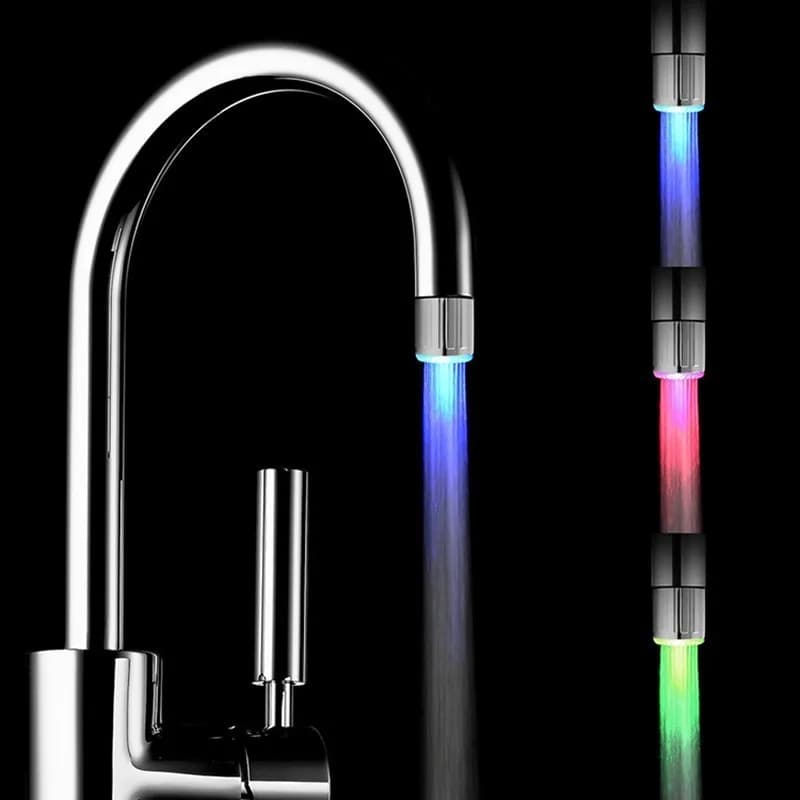 7 Colors Changing LED Water Faucet Light: Temperature Control Glow Shower Tap Lamp for Kitchen - Plus Kitchen Accessories