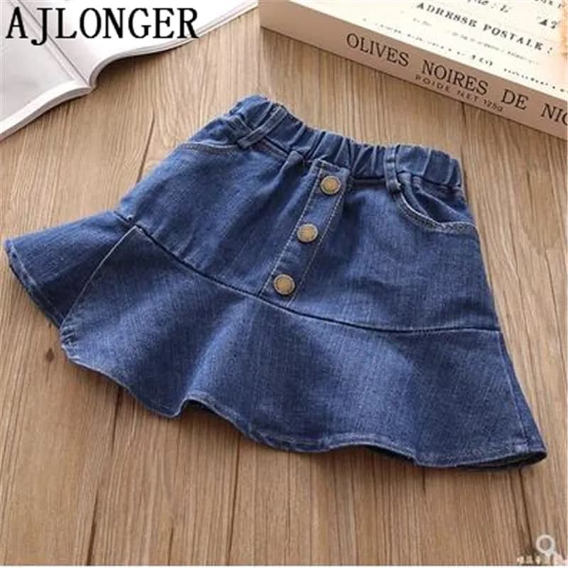 Girls Summer Denim Skirts Jeans Rivet Skirt - Baby Girls Party Jean Skirt - Children Kids Fashion Girls Clothing by AJLONGER