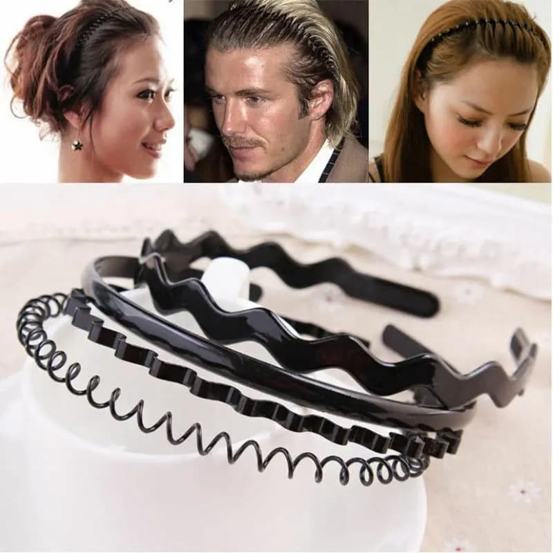 Unisex Sports Metal Hair Band Headband for Men and Women - Black Wave Hairband