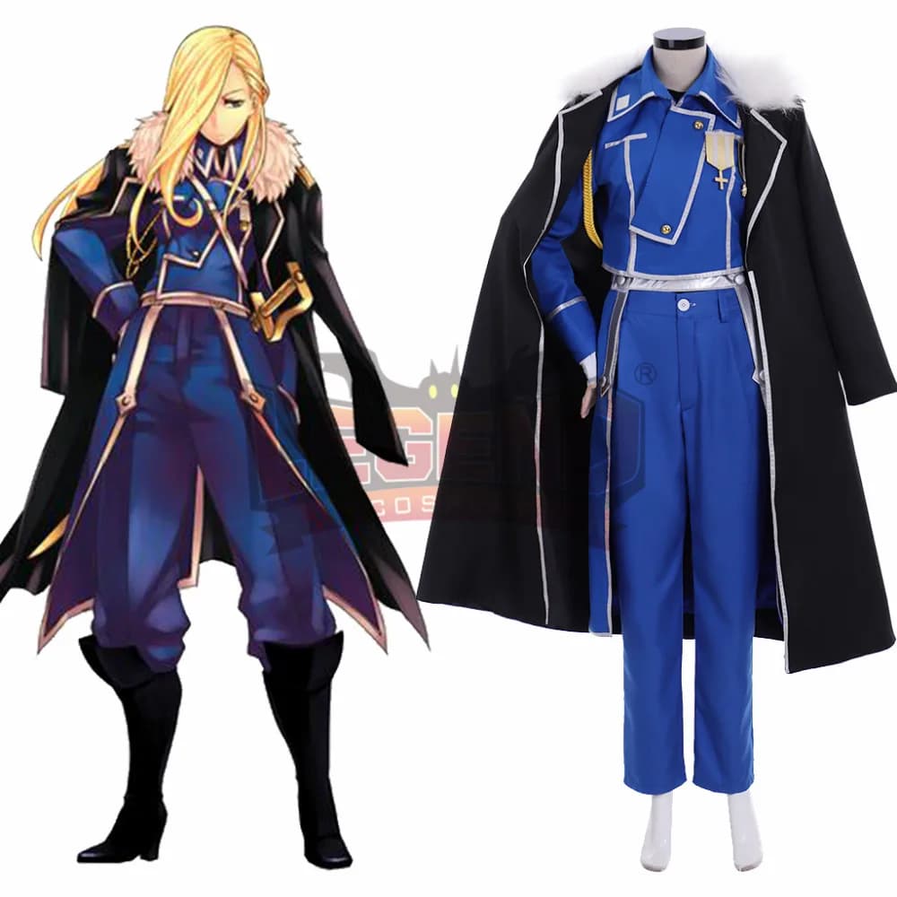 Anime Fullmetal Alchemist Olivier Mira Armstrong Cosplay Costume - Adult Full Set with Custom Made Outfit and Cloak