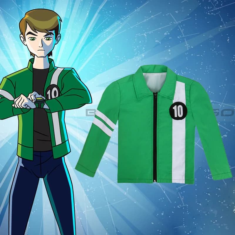 Ben 10 Alien Force Boys' Jacket for Cosplay - Benjamin Kirby Tennyson Ten Ben10 Race Against Time Halloween Costume
