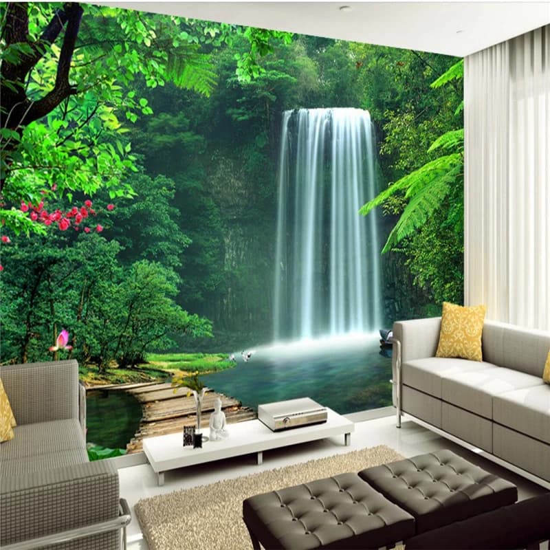 Custom Landscape Waterfall Background Wall Mural - Beibehang 3D Large Wall Paper with Personalized Photo Background