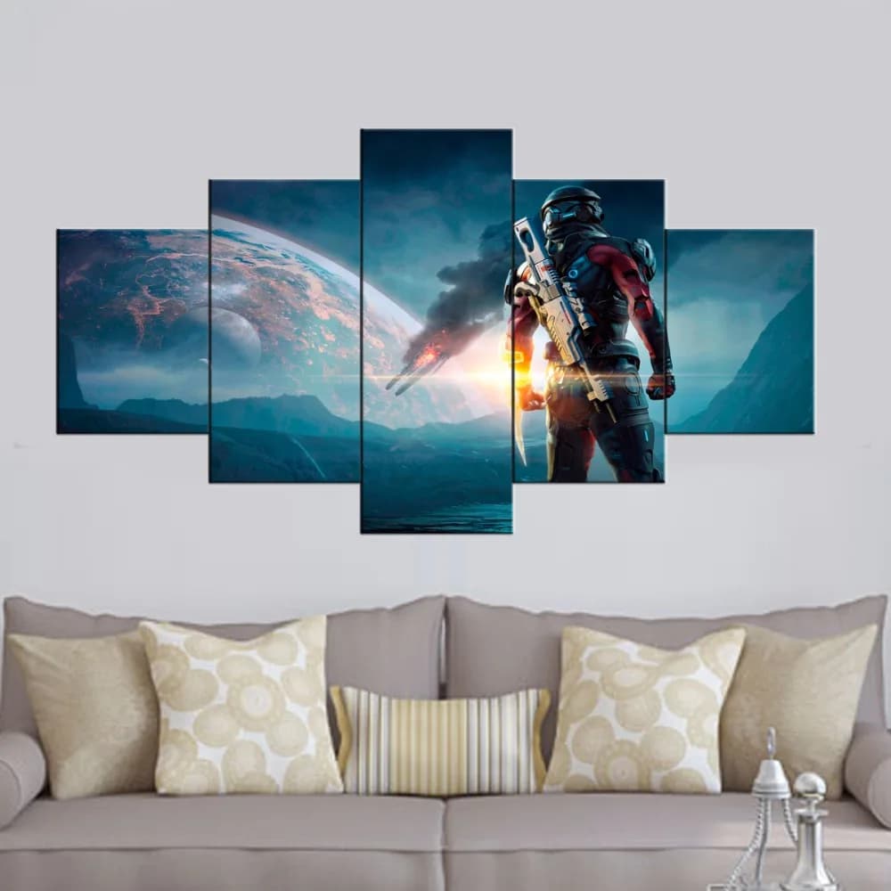 HD Printed Mass Effect Andromeda Game 5 Piece Canvas Art Picture Painting Wall Decor | Living Room Bedroom Print Poster