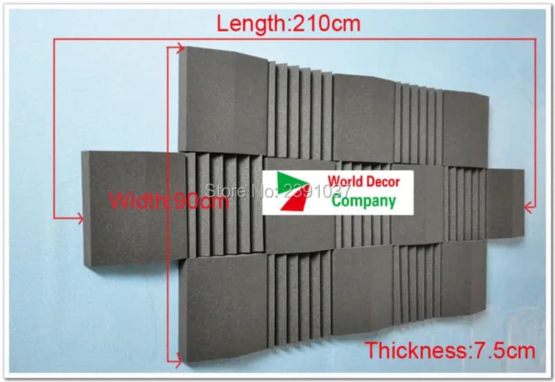 Soundproof Acoustic Foam Panels for Home Theater, Studio, Concert Hall - 17 Pieces Acoustic Wall Tiles, 250x90x7.5 cm
