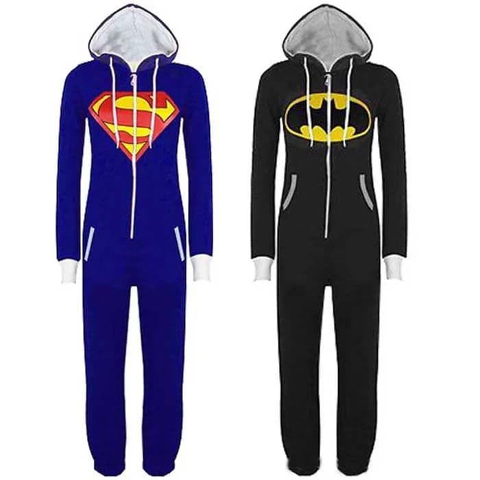 Unisex Adults Superhero Onesies - Batman & Superman Pajamas Sleepwear