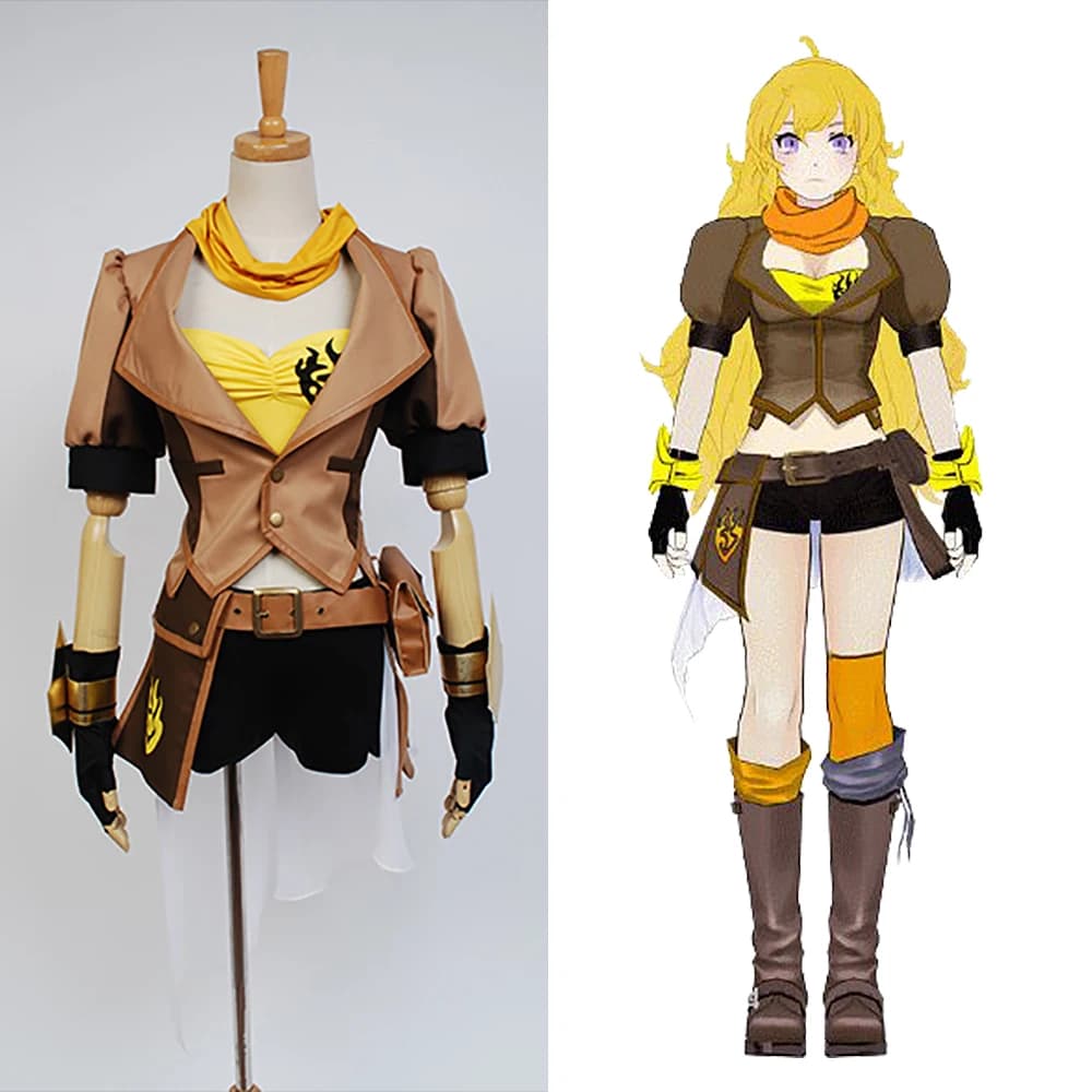 Yang Xiao Long Cosplay Costume - Yellow Trailer Short Sleeve Halloween Uniform - Plus Size Full Set