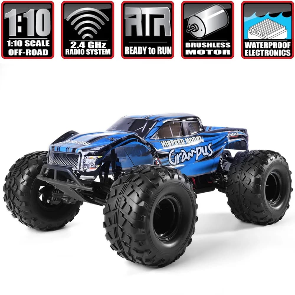 HSP RC Car 1/10 Scale Off-Road Monster Truck 94601PRO - Electric Brushless Motor, Lipo Battery, High-Speed Hobby Vehicle Toys