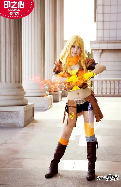 Anime RWBY Yang Xiao Long Cosplay Costume - Sexy Combat Uniform Full Set for Halloween Party Role Play Prop Clothing