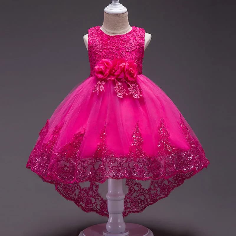 Girls Party Dresses for Ages 3-10 - Summer Wedding Evening Lace Dress for Kids