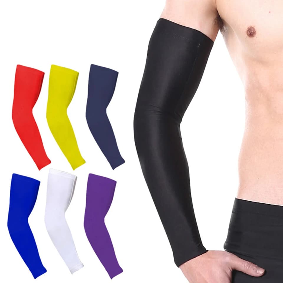 Breathable Quick Dry UV Protection Running Arm Sleeves with Elbow Pad for Basketball, Fitness, Cycling, and Sports