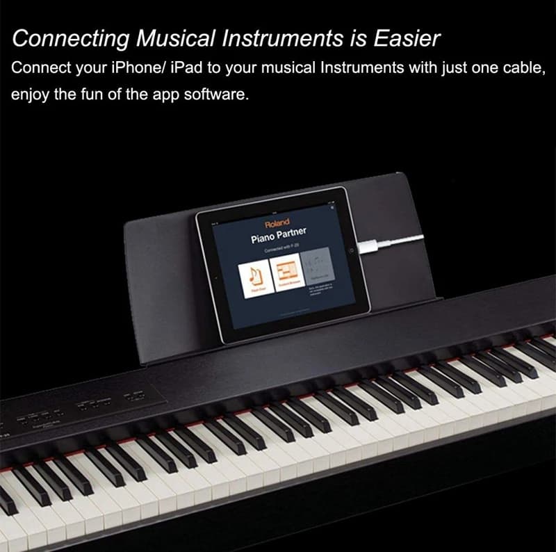 Lightning to USB B Adapter with High-Speed MIDI Cable for iPhone/iPad/iPod, MIDI Keyboard, Digital Piano, USB Camera and Audio - 1m/1.5m