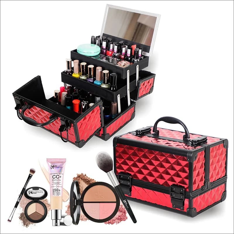 Professional Artist Makeup Box - Beauty Cosmetic Cases, Tattoo Nail Multilayer Toolbox Storage Bag, Luxury