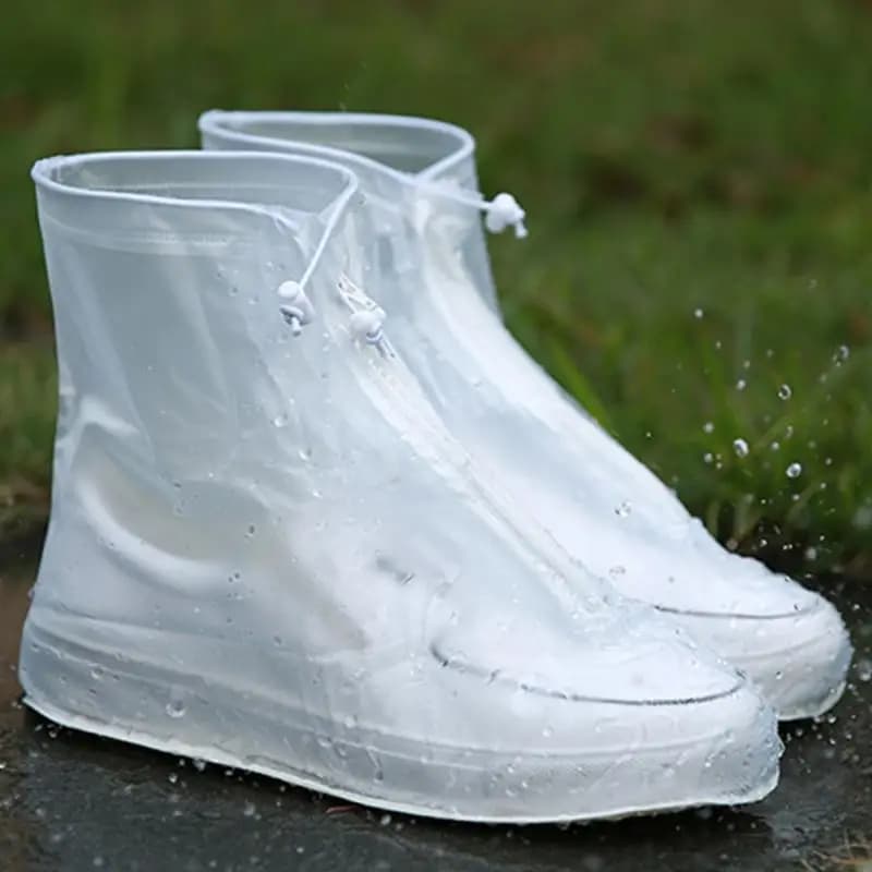 Waterproof Protector Shoes Boot Covers Unisex High-Top Anti-Slip Rain Shoe Cases with Zipper - 1 Pair