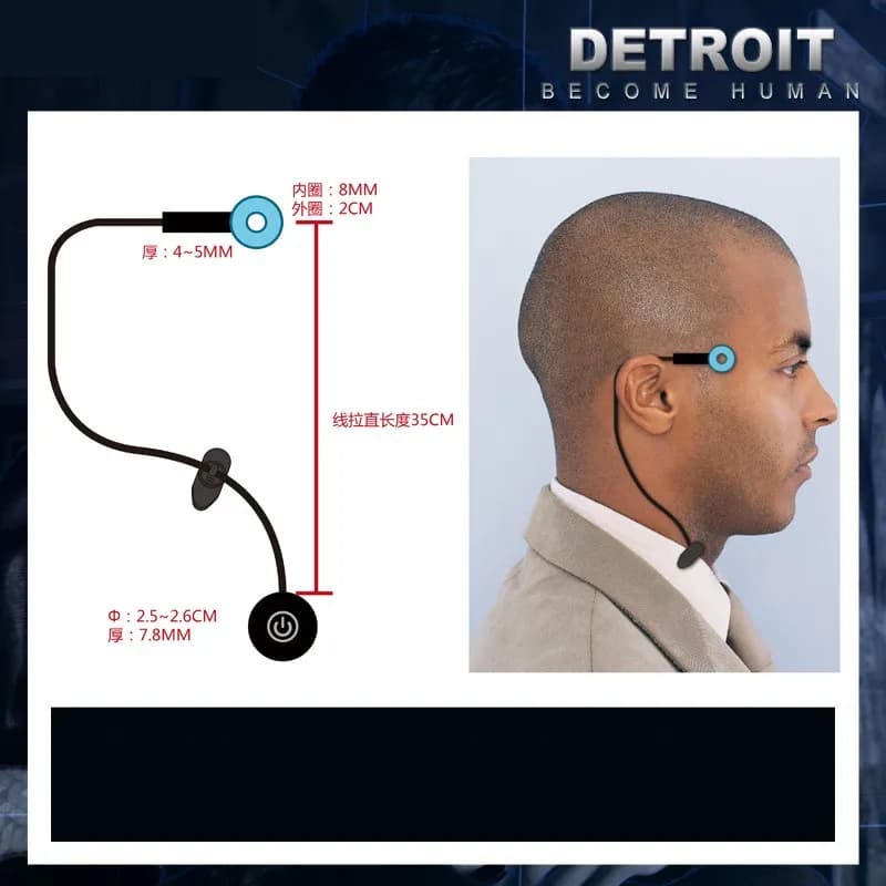 Detroit: Become Human Cosplay RK800 Connor Wireless Temple LED Light Kara State Scintillation Lamp Ring Circle Head LED Props