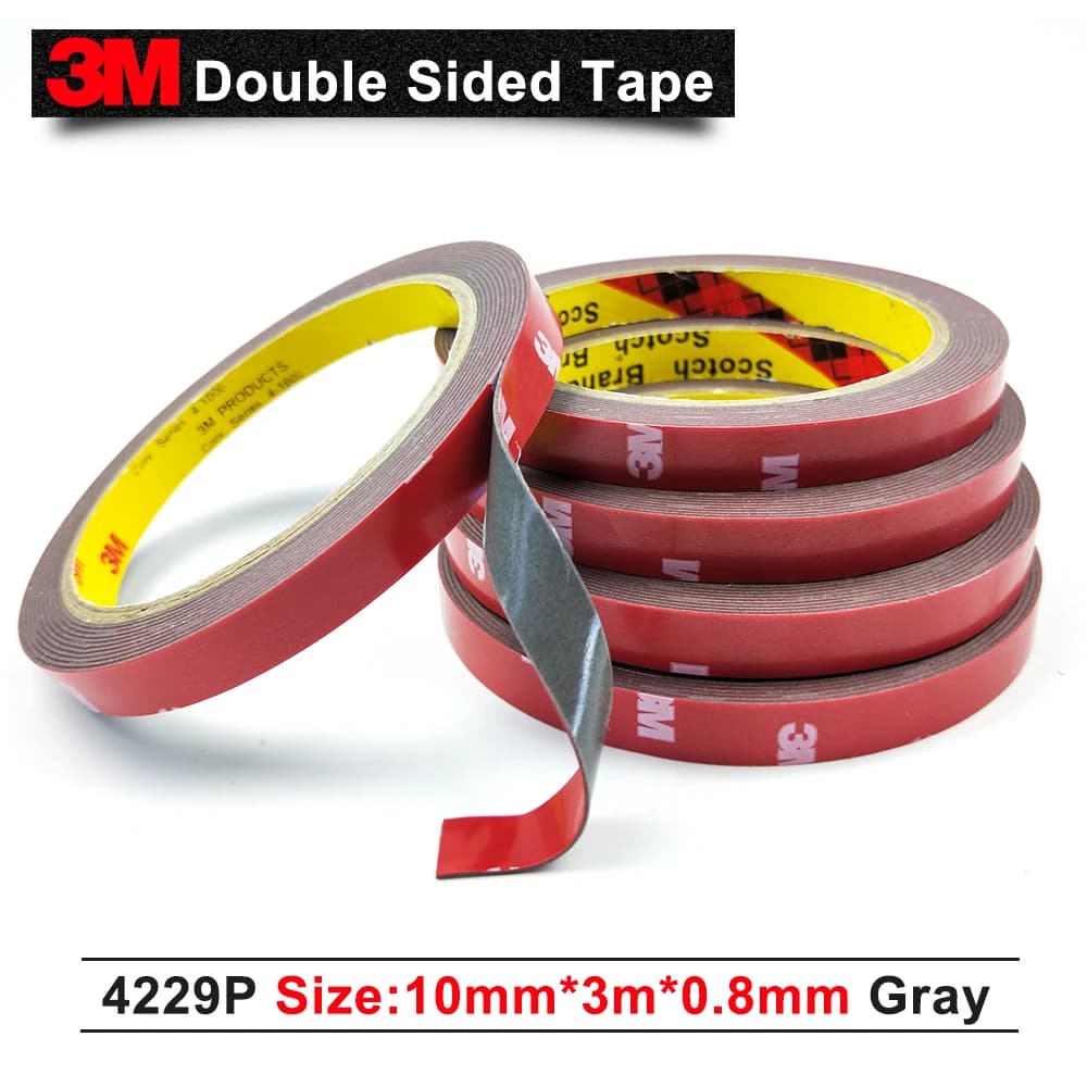 3M Double Sided Acrylic Foam Tape 4229P, Automotive Adhesive Tape, 0.8mm Thickness, 10MM x 3M, Single Pack