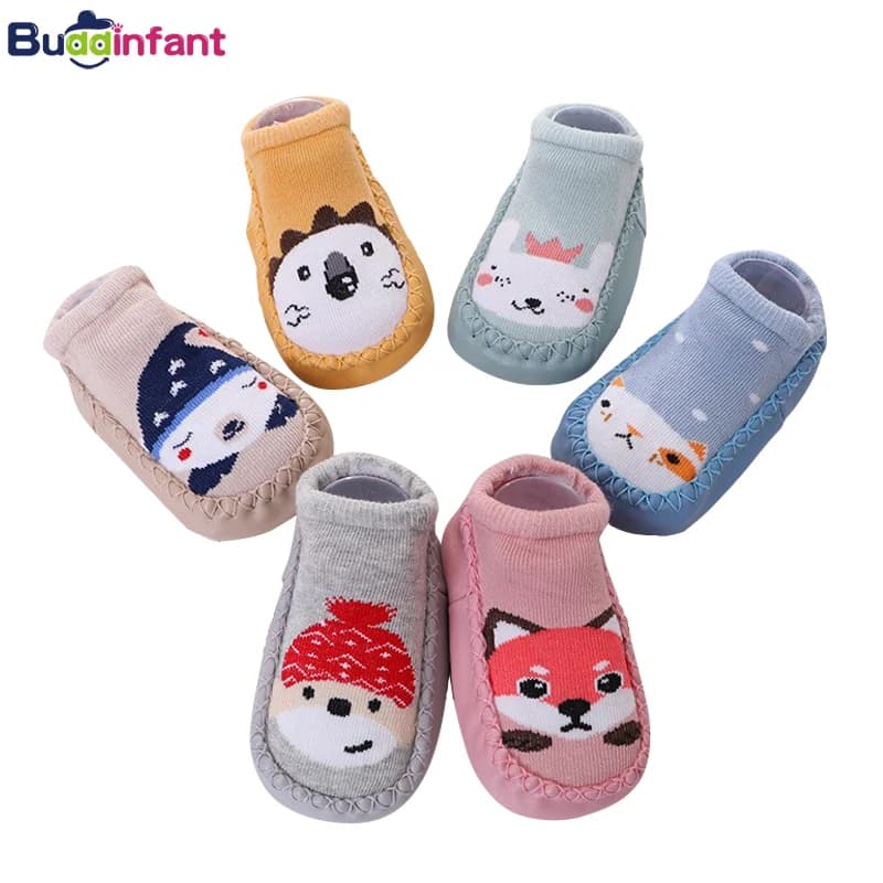 Baby Boy Cotton Floor Socks with Rubber Soles - Warm Toddler Shoe Socks, Infant Girl Home Slippers, Newborn Baby Footwear