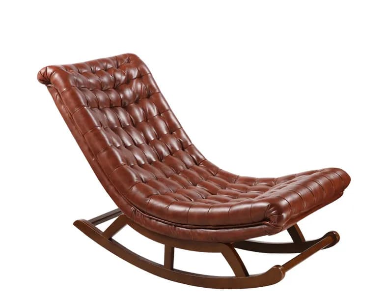 Modern Design Rocking Lounge Chair - Leather and Wood - for Home Furniture Living Room - Luxury Rocking Chair - Chaise Design