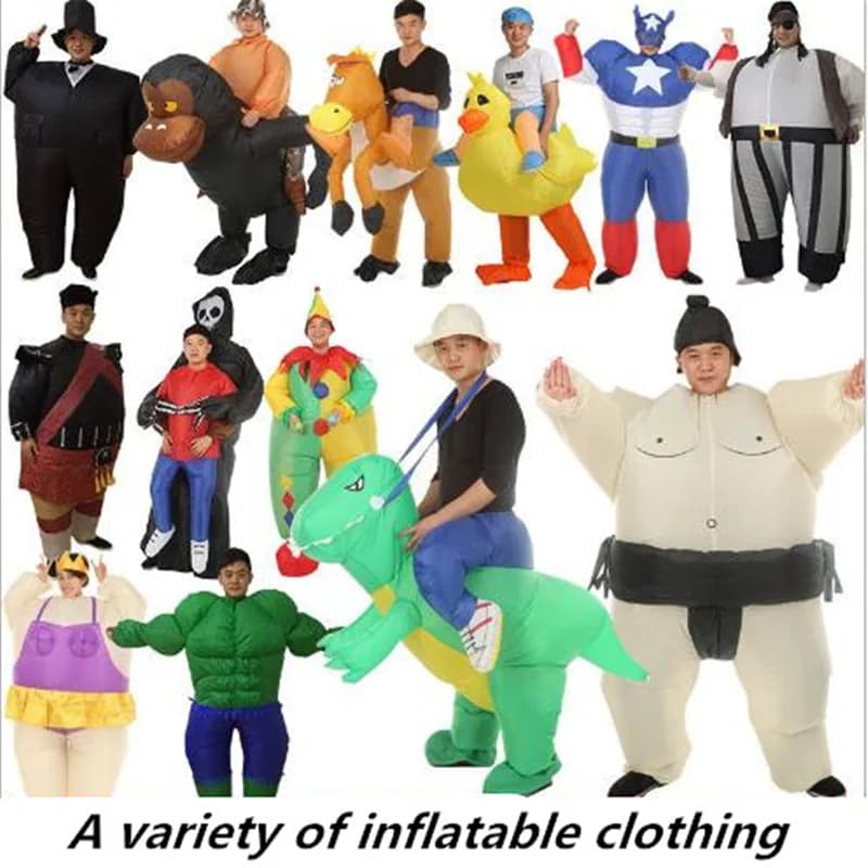 Halloween Inflatable Costume: Dinosaur Sumo Superman Santa Multi-Color Funny Game Activity Dolls Mount for Men and Women