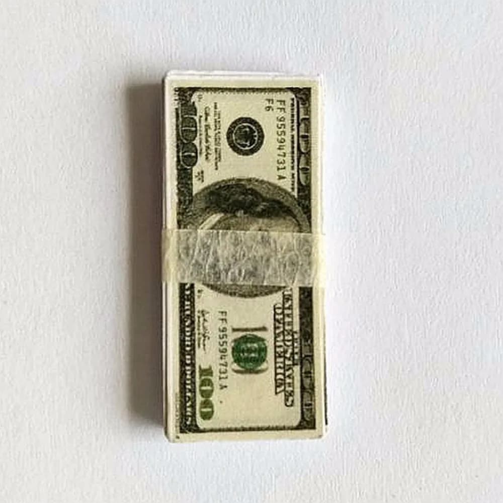 1/6 Scale Miniature Play Money US $100 Banknotes for Dollhouse and Crafting