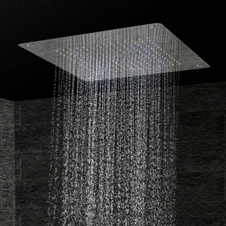 Luxury Stainless Steel Ceiling Shower Head - Modern Square Design for Overhead Bathroom Shower - 500x500 Rain Massage SPA Bath DF5107