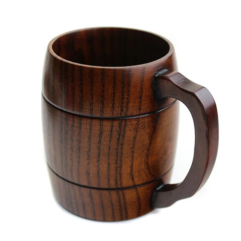 1 Piece Handcrafted Wooden Beer Mug - Large 360ml Capacity - Solid Wood Tea, Coffee, or Beer Cup - Ideal for Parties, Bars, and Gift Giving - Premium Quality Drinking Mug
