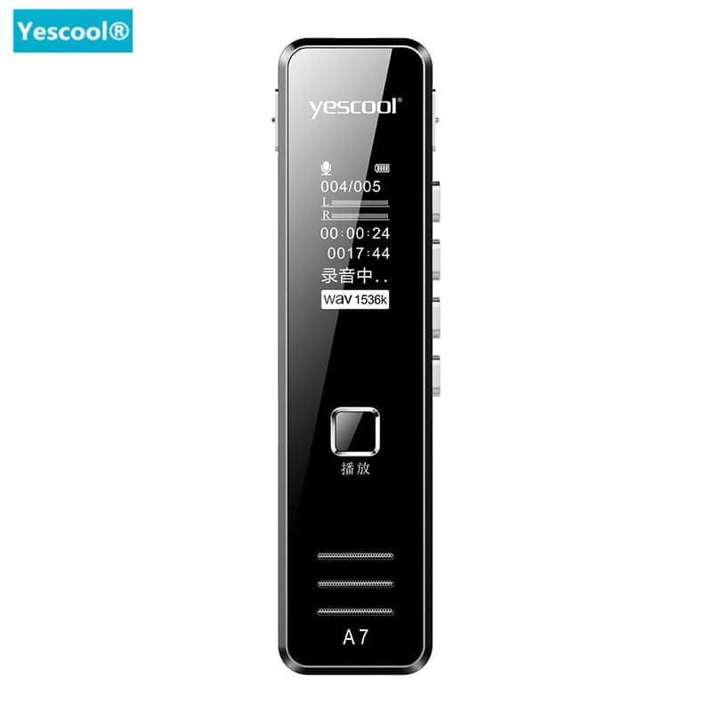 Metal Mini Digital Audio Voice Recorder - Yescool A7 8/16/32GB, Denoise, Lossless, Portable Dictaphone, Recording MP3 Player