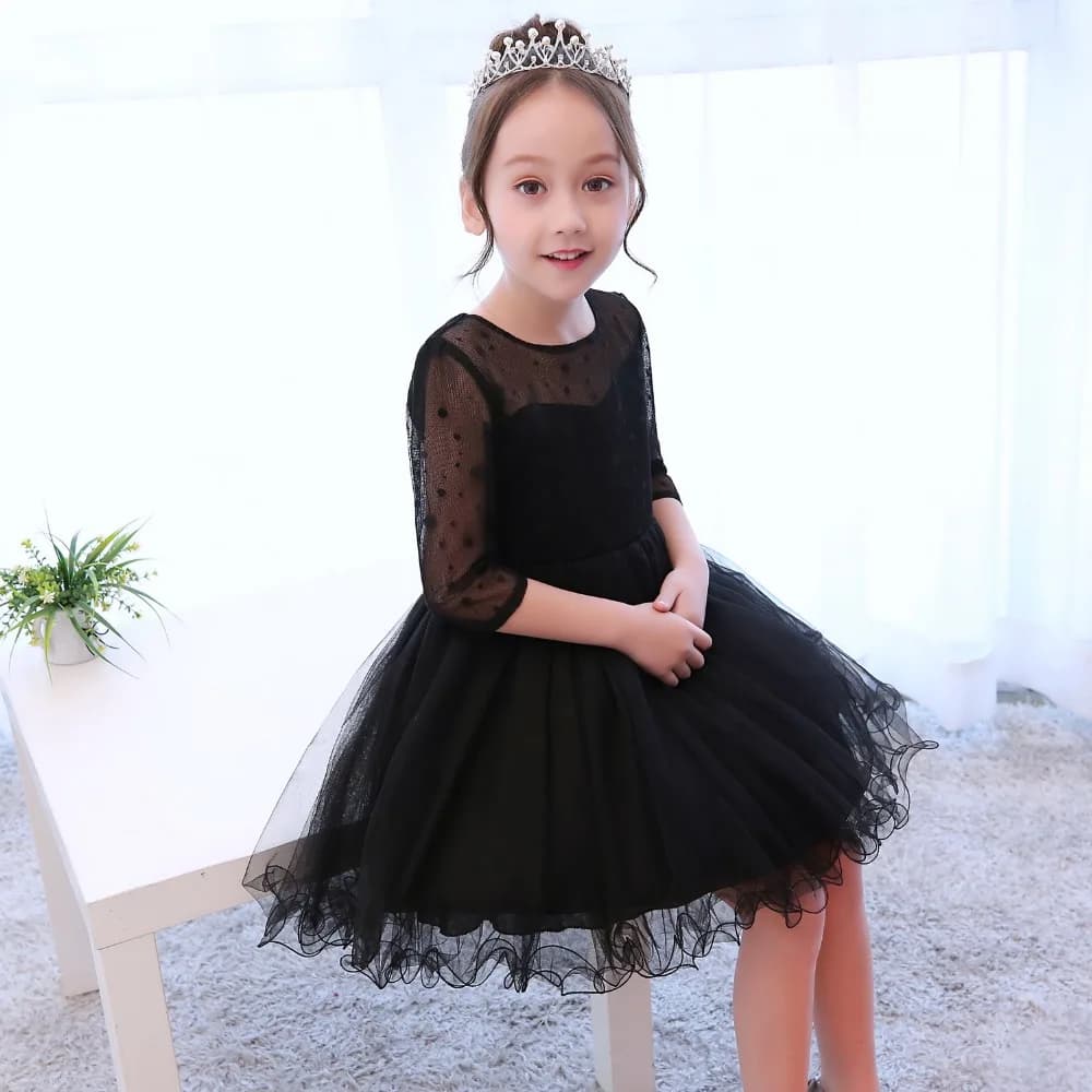 IYEAL Black Lace Princess Flower Dress for Baby Girls, Birthday Party and Wedding Ball Gown