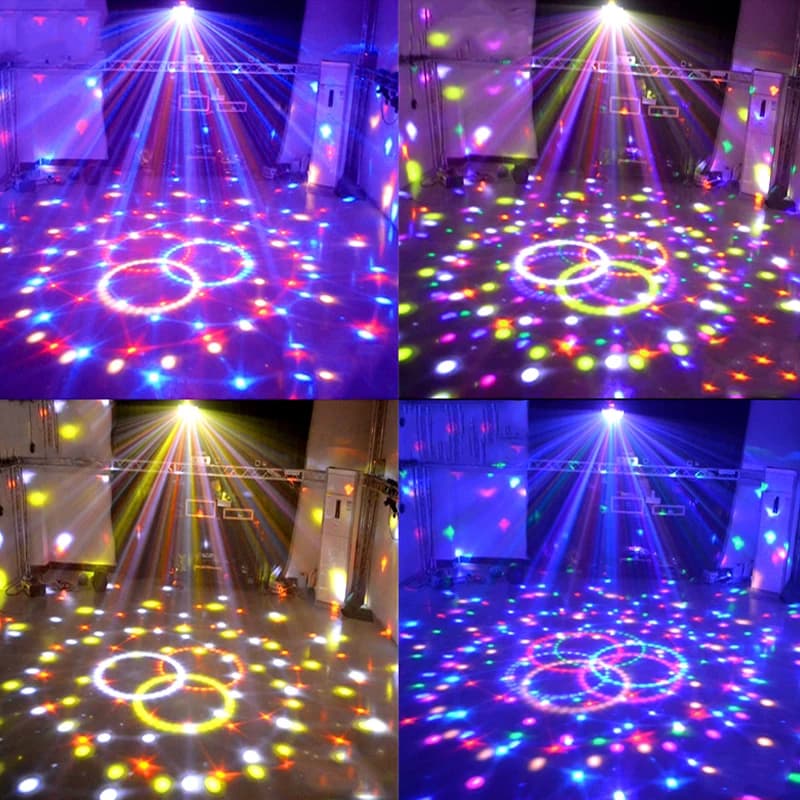 Wireless RGB DMX 512 Laser Lumiere Party Lights with 9 Colors for Kids Parties and DJ Sound Activated Disco Ball Lamp - LED Disco Light