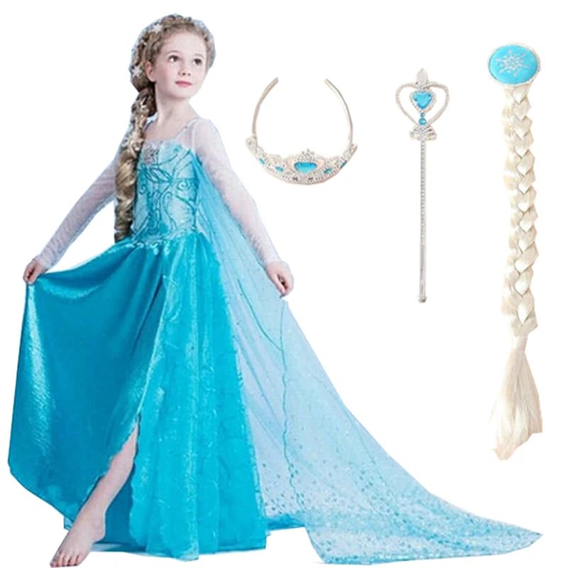 Snow Queen Elsa Dresses and Princess Anna Elsa Dress for Girls | Cosplay Vestidos | Perfect for Birthday Parties | Kids Girls Clothing | Elsa Set