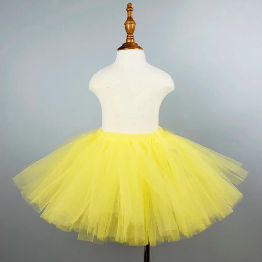 Yellow Girls' Fluffy Tutu Tulle Skirt – Ideal for Dance Costumes, Birthday Parties, and Kids' Events