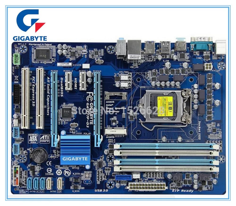 Gigabyte GA-Z77P-D3 Original Mainboard PC DDR3 LGA1155 USB3.0 32GB Desktop Motherboard - Z77P-D3 Z77