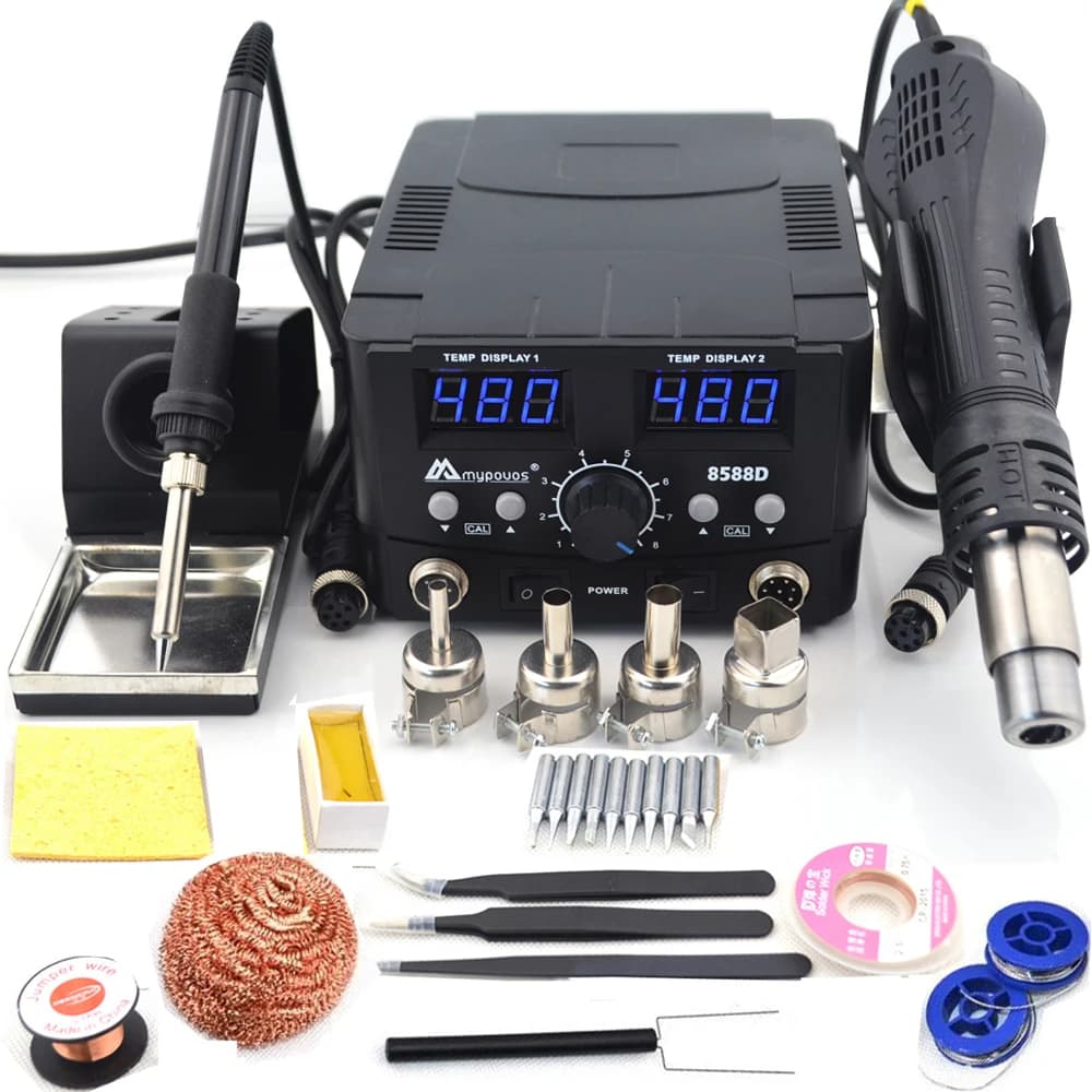 800W 2-in-1 Digital ESD Air Gun Soldering Station Welding Solder Iron 220V | SMD Desoldering Rework Station 8586 Upgrade