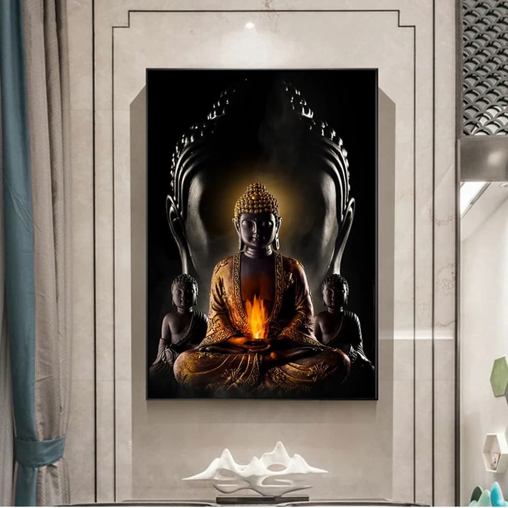 Modern Buddha Wall Art Canvas Prints | Spiritual Buddhism Decor | Meditation Artwork for Home | Enlightenment Wall Paintings