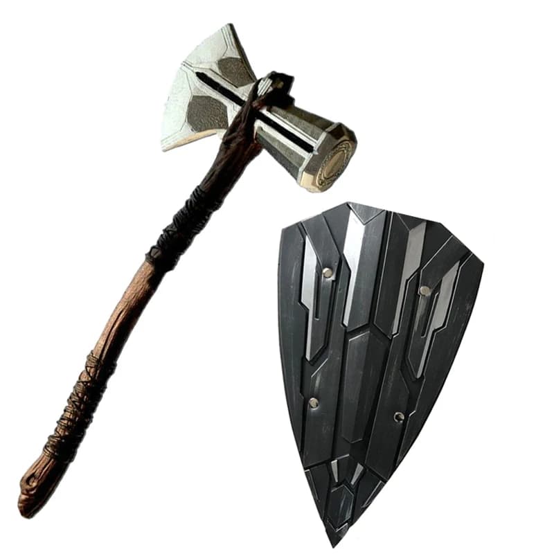 Shield Thor Hammer Mjolnir Thor War Weapons Cosplay High Simulation Rubber Toys M136