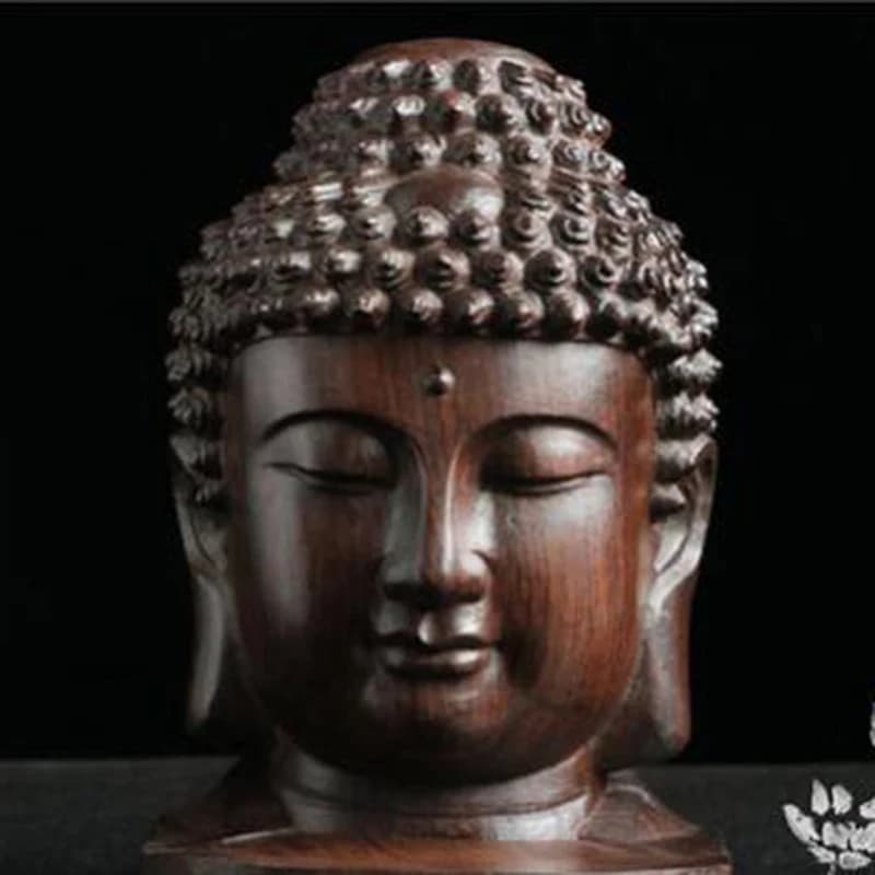 Mahogany Wooden Buddha Statue - Handcrafted Decorative Figurine Made in India