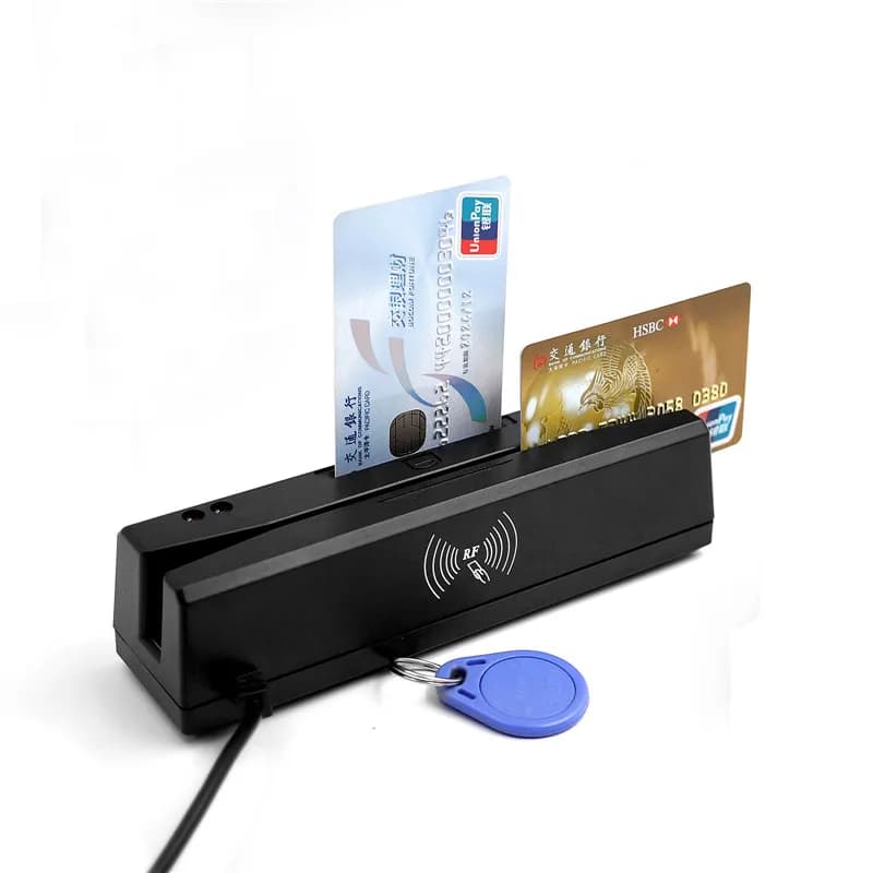 ZCS160 4-in-1 Black 8K Magnetic Stripe Credit Card EMV IC Chip RFID PSAM Reader Writer - Multi-Function Card Reader for Enhanced Security and Efficiency