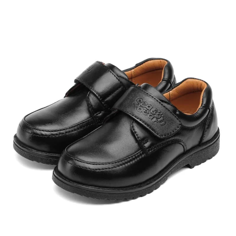 SEASON BEAR Boys' Campus Shoes - Black Genuine Leather Footwear for School Uniform - Nonslip Classical Design