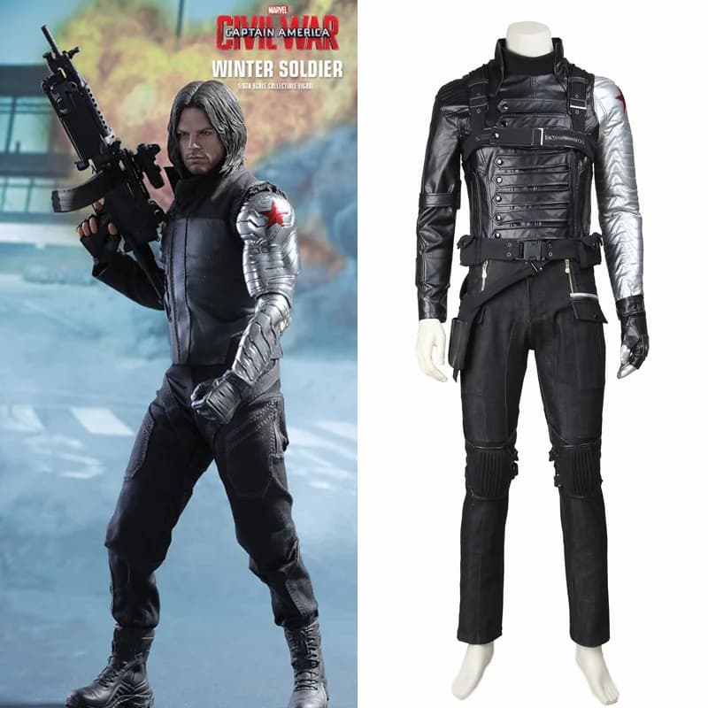 Winter Soldier Costume - Captain America 2 Cosplay James Buchanan Bucky Barnes Coat Outfit - Superhero Halloween Custom Made