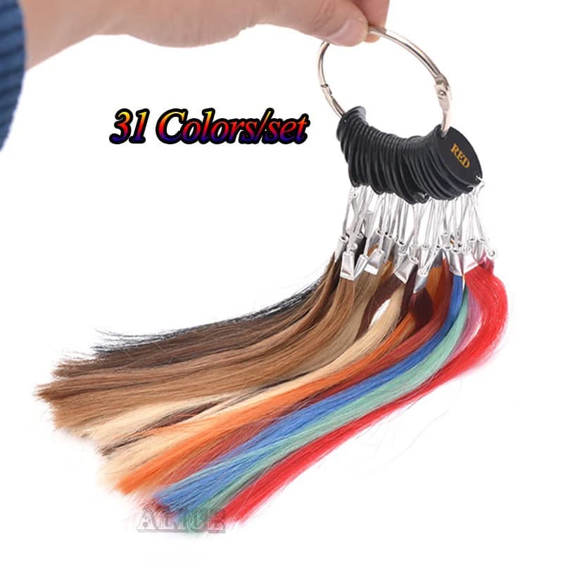 Hair Extension Color Ring with 31 Colors - Human Hair Color Chart and Colour Chart for Hair Extensions