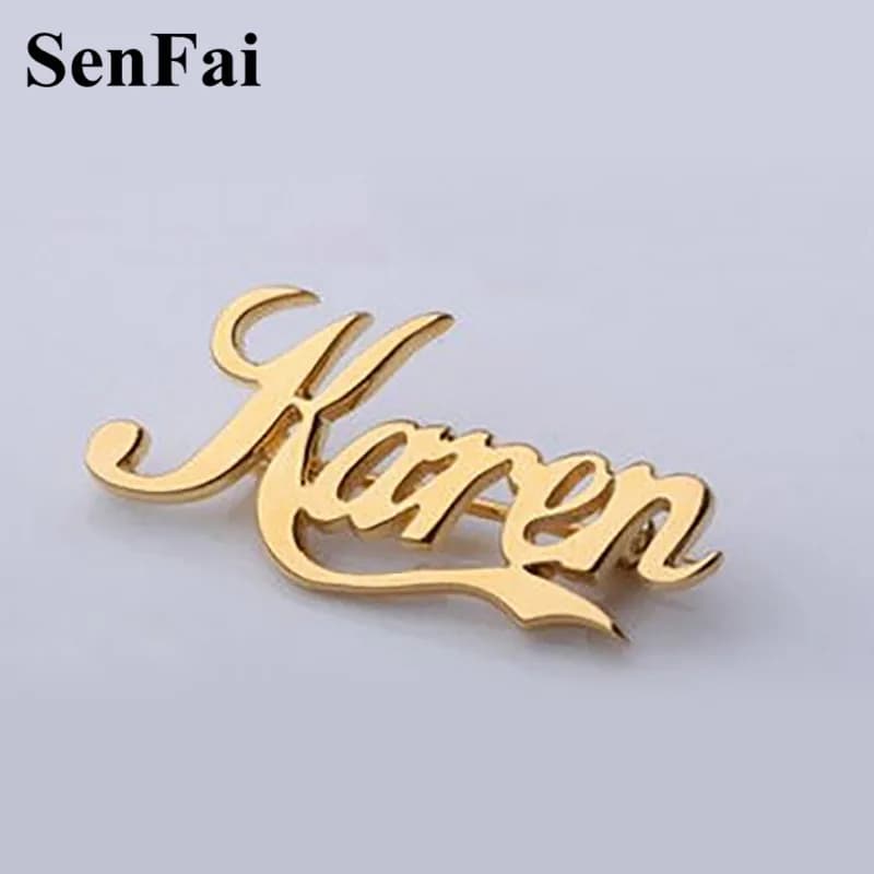 Custom Name Brooches Pins for Women and Men - Personalized Monogram Initial Letter Label Brooch Pin for Graduation, Jewelry Party (Any Font)