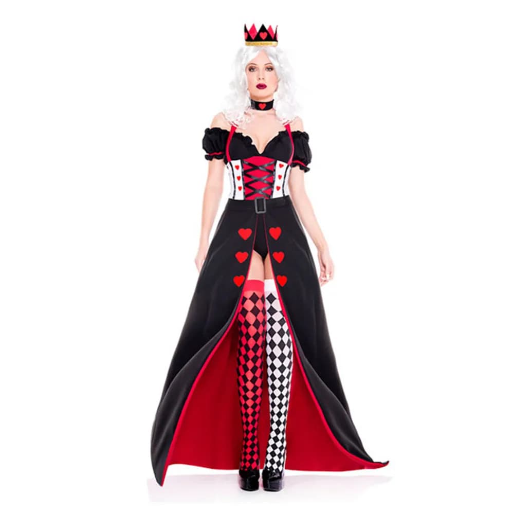 Sexy Poker Queen Dress Cosplay Halloween Costume for Women - Red Queen of Hearts Carnival Outfit