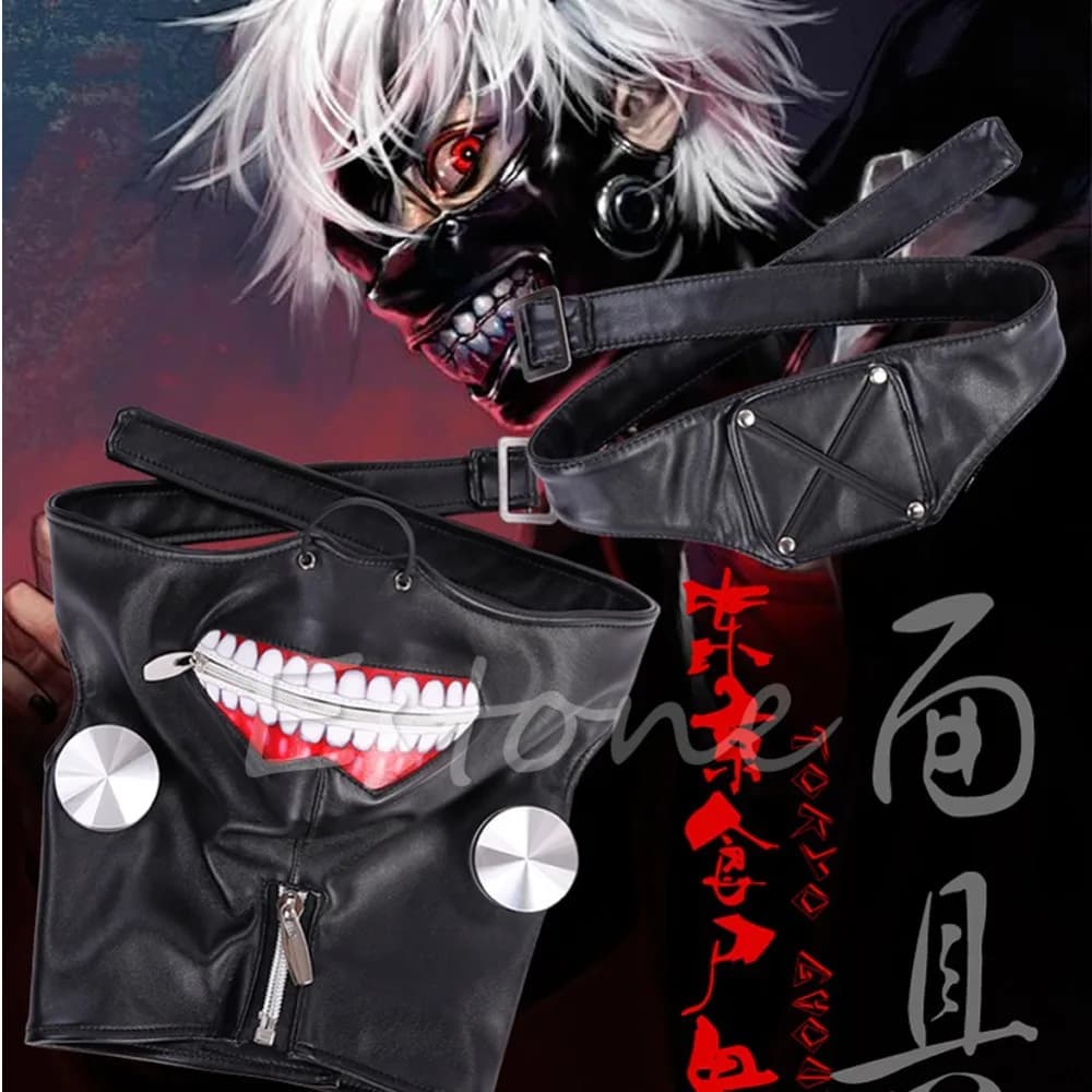 Tokyo Ghoul Kaneki Ken Cosplay Mask Adjustable Zipper Faux Leather Mask