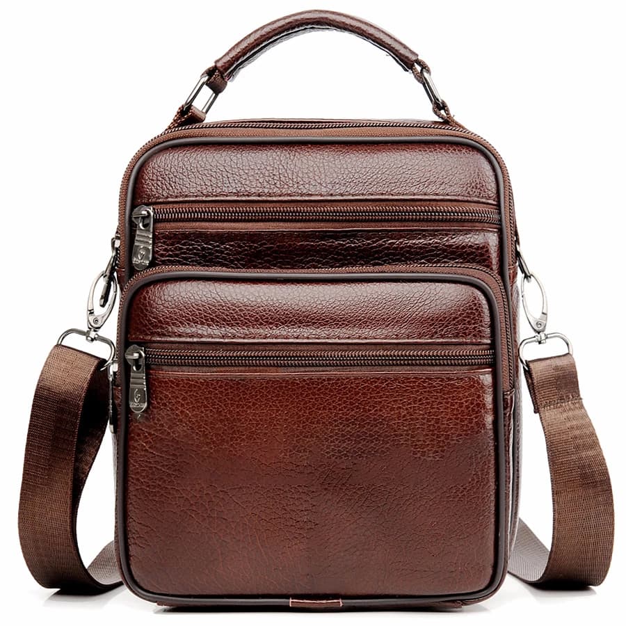 Cow Leather Messenger Bag for Men - Genuine Leather Crossbody Shoulder Bag for Business Travel