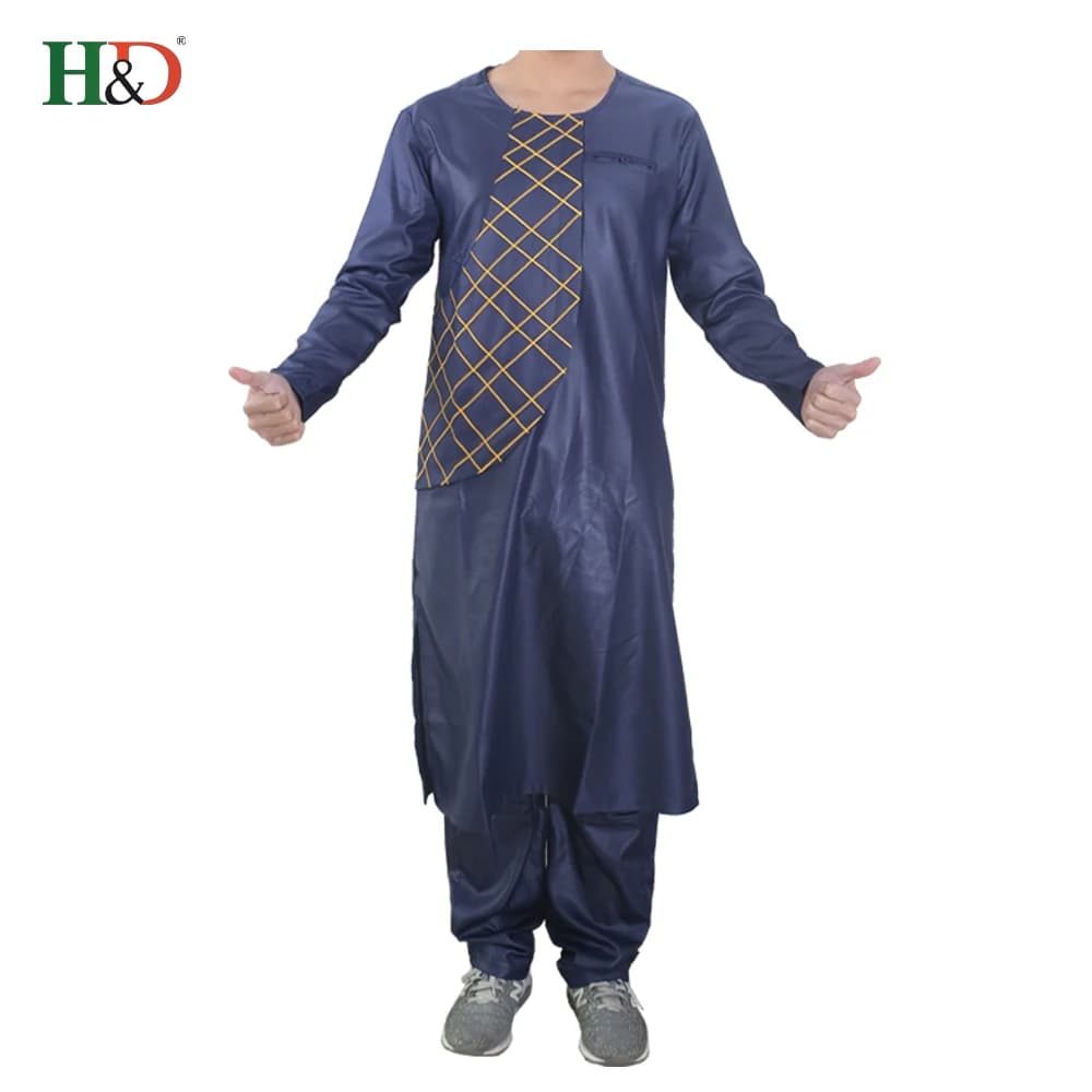 African Men's Dress: Cotton Dashiki Embroidered Outfit Set - African Clothes for Men