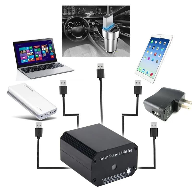 8 Pattern Mini Laser Projector Disco Party Lights with Voice Control, Colorful Music and Stroboscope for Dancing Ball Lumiere