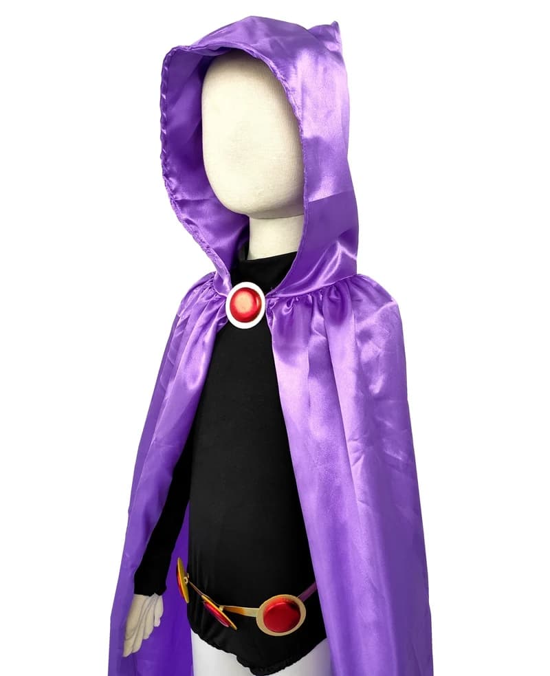 Teen Titan Raven Deluxe Dress Costume for Girls - Perfect for Cosplay, Halloween, and Birthday Parties, 4-Piece Set Included
