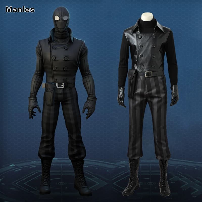 Custom Made Spiderman Noir Cosplay Costume | Full Set Superhero Spiderman Outfit Black Suit Comics with Boots for Men | Perfect for Halloween