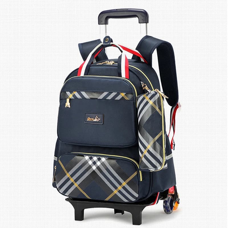 Waterproof Trolley Backpack for Boys and Girls - Children School Bag with Wheels for Travel - Luggage Backpack Kids Rolling Detachable Schoolbags