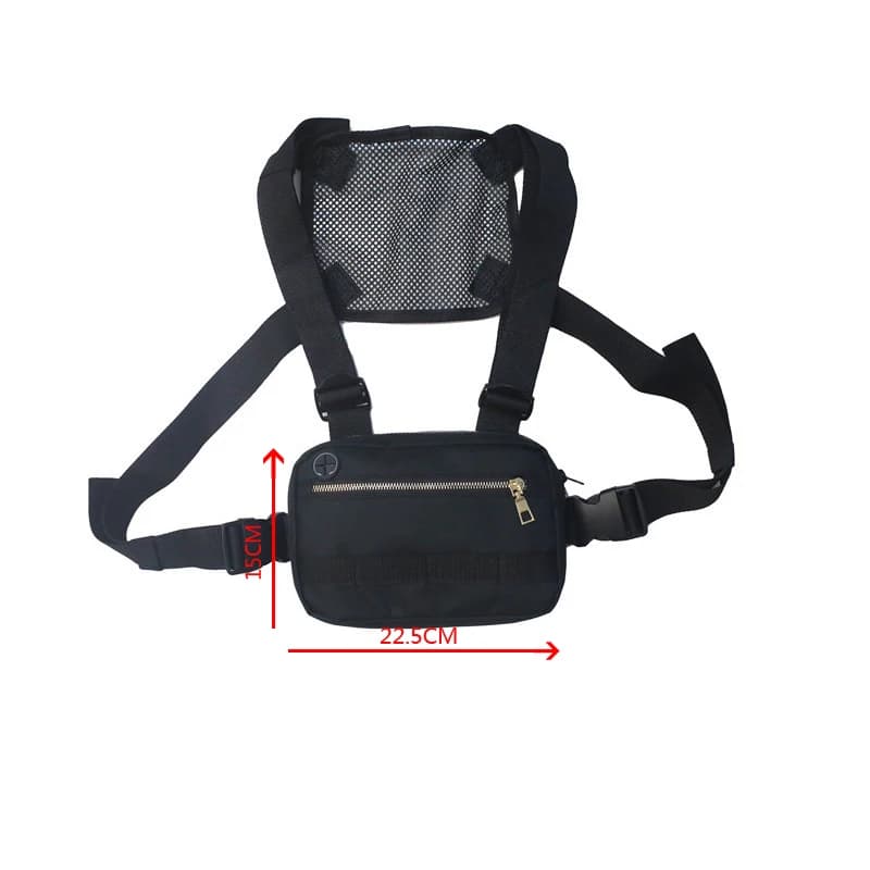 Hip Hop Streetwear Vest with Military Aesthetic | Small Size | Men's Functional Waist Bag | Adjustable Pockets | Fashionable Chest Rig